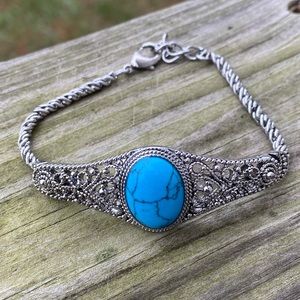 Faux turquoise silver tone bracelet Canyon Sky fashion bracelet - new